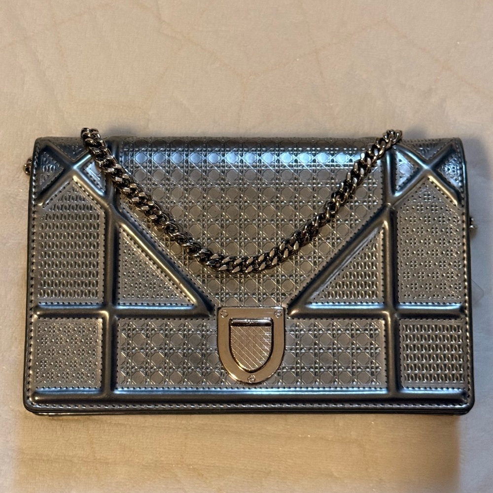 Christian Dior Cannage Diorama Metallic Silver